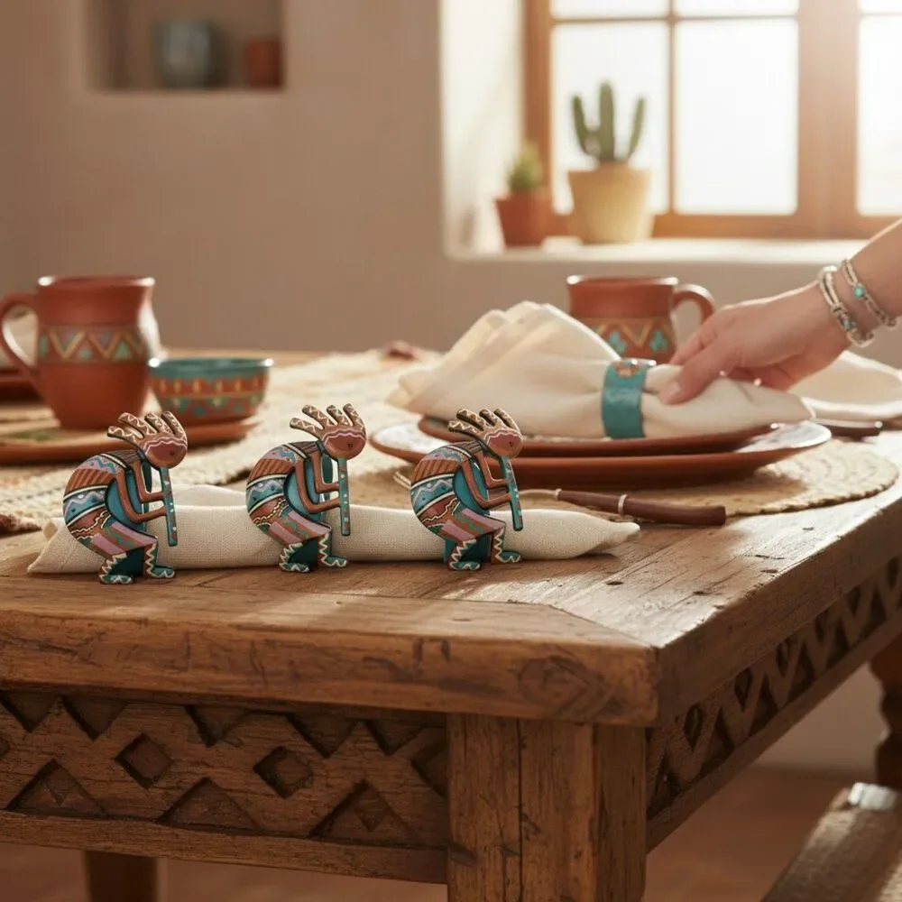 Vintage Home Trends Kokopelli Napkin Rings Set of 4 Southwestern Table Decor